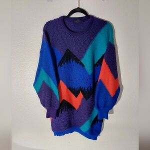 ESCADA By Margaretha Ley Vtg Multi Beaded Mohair Wool Blend Sweater WM Size 34